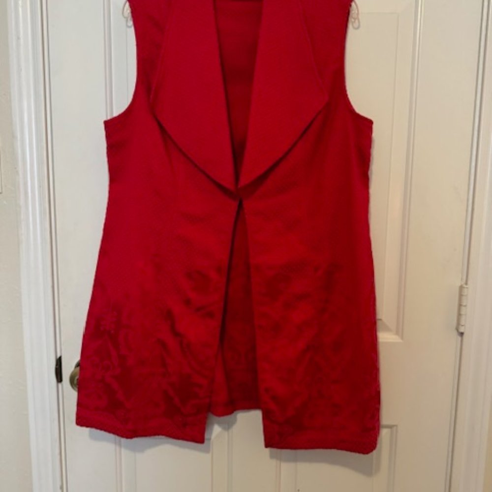 Peter Nygard Red Long Dress Vest Women's Size 16